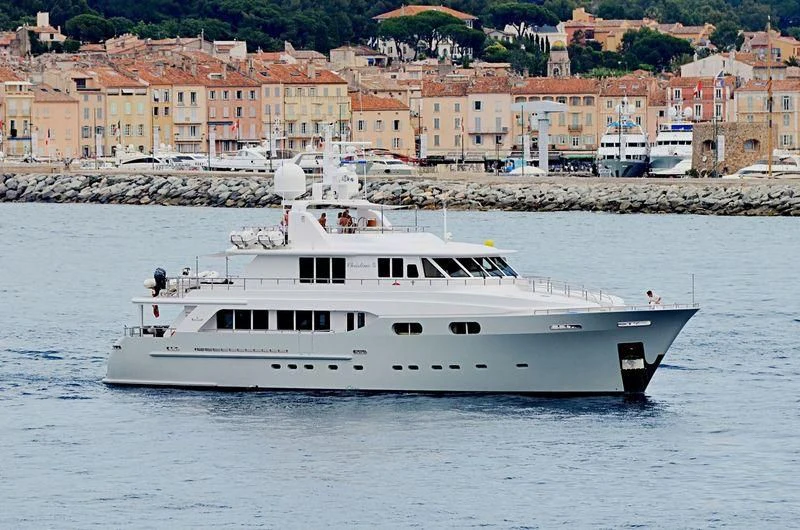 a boat on the water aboard CHRISTINA G Yacht for Charter
