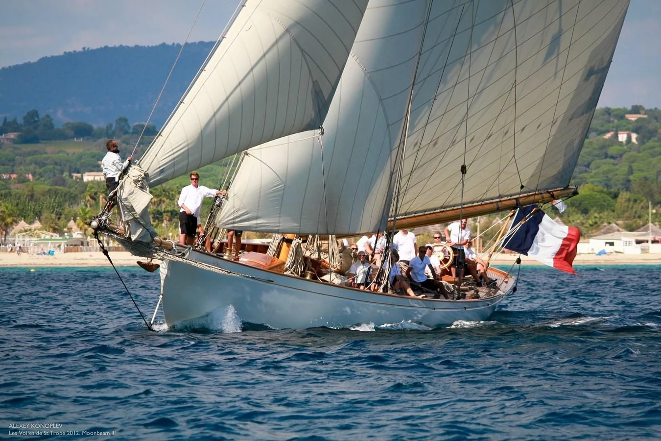 a group of people on a sailboat aboard MOONBEAM OF FIFE III Yacht for Sale