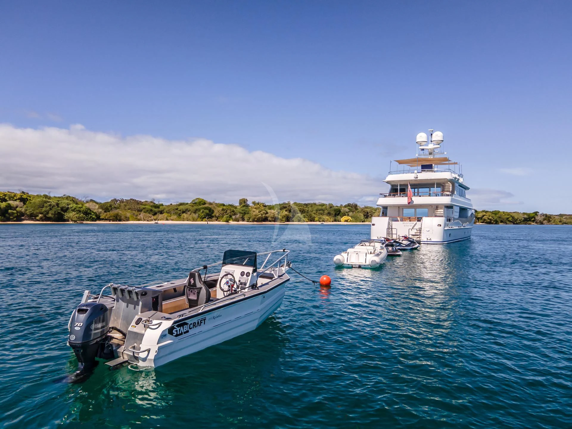 a boat on the water aboard RELENTLESS Yacht for Sale