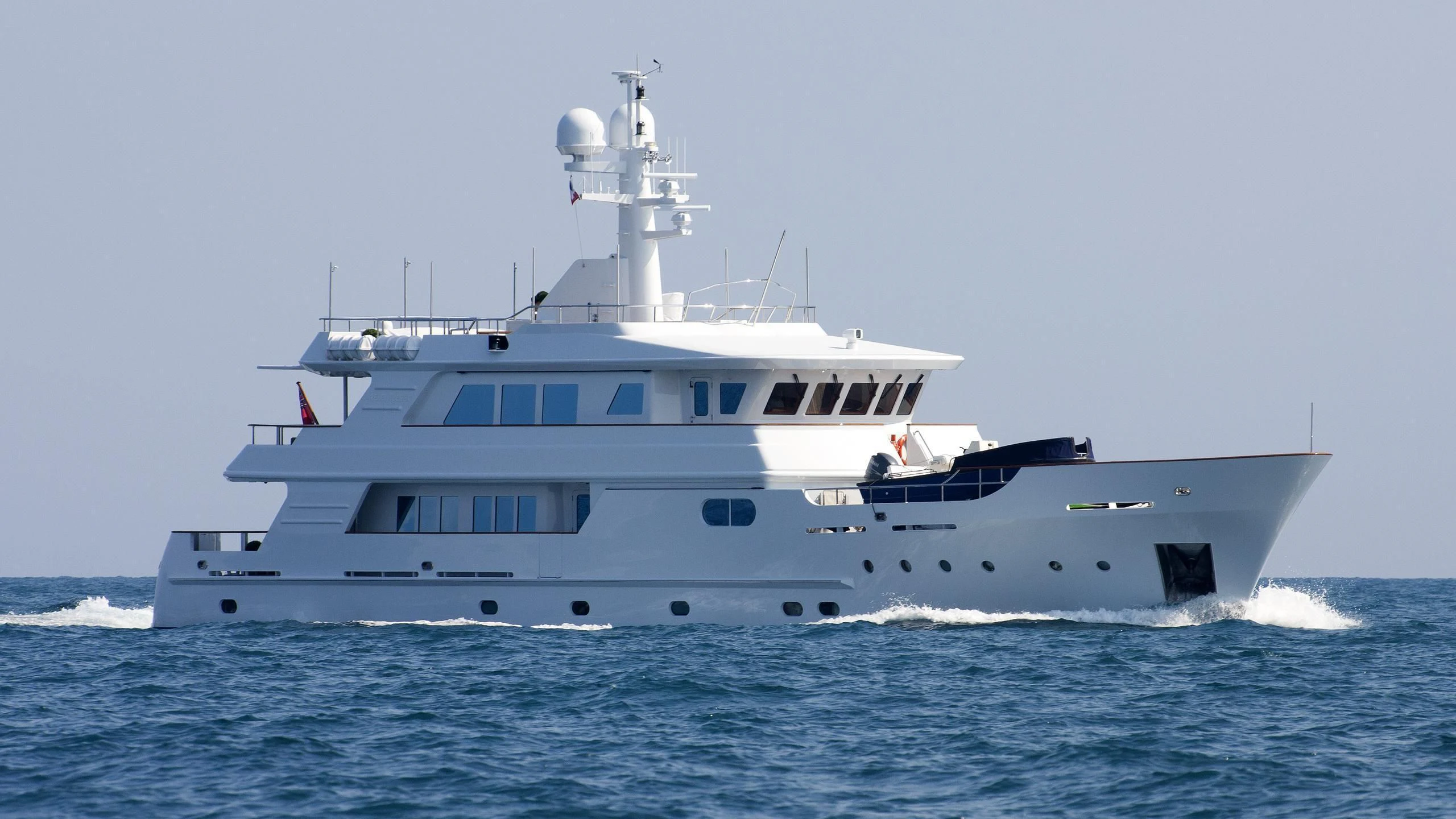 a large white boat aboard RELENTLESS Yacht for Sale