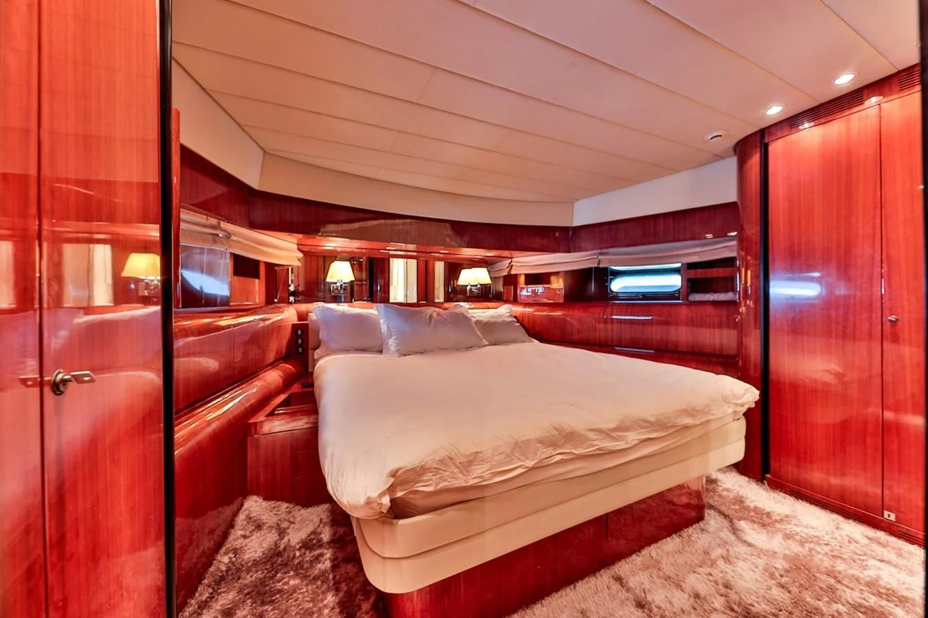 a bed in a cabin aboard NOTORIOUS Yacht for Sale
