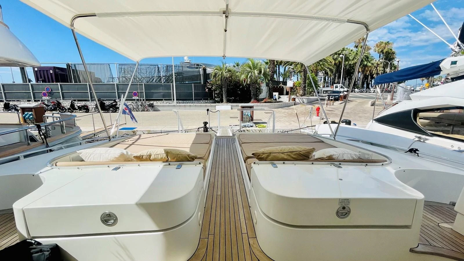 a row of yachts in a marina aboard NOTORIOUS Yacht for Sale