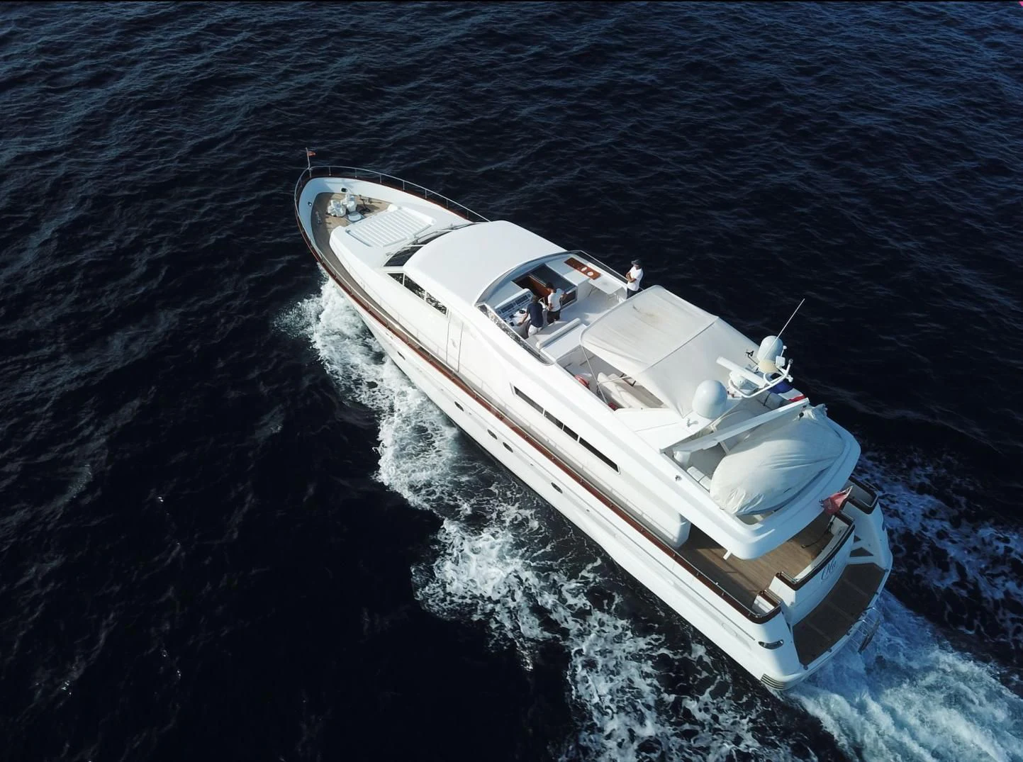 a boat in the water aboard OLA Yacht for Charter