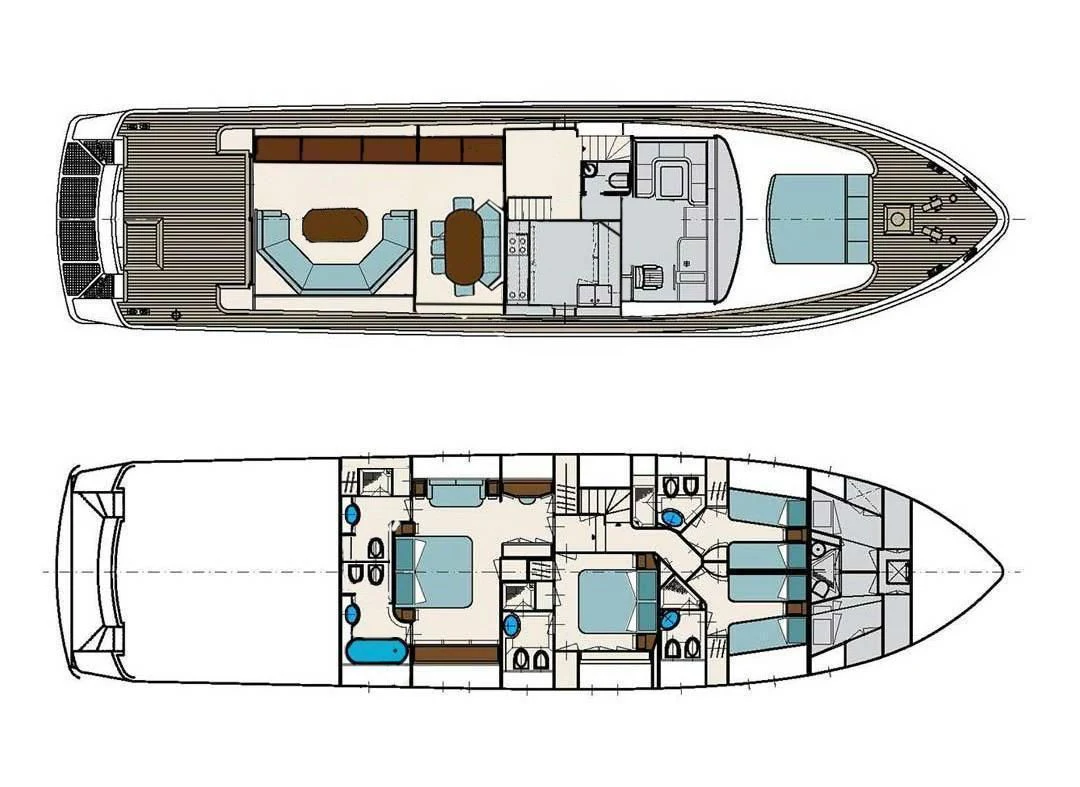 diagram, engineering drawing aboard OLA Yacht for Charter