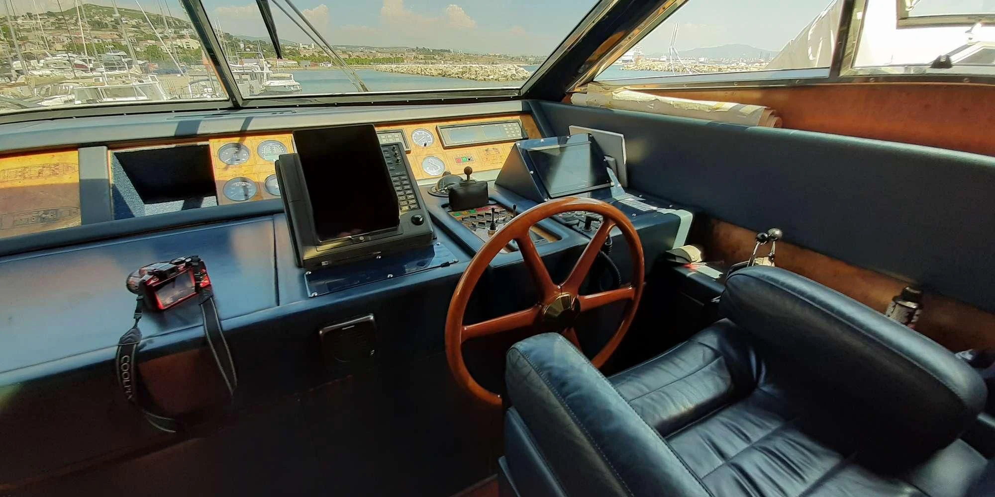 inside of a car aboard OLA Yacht for Charter