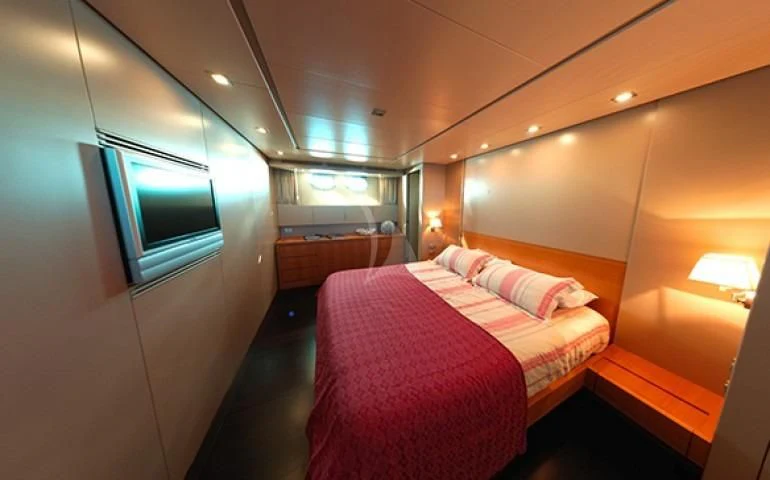 a bed in a room aboard GOTA Yacht for Sale