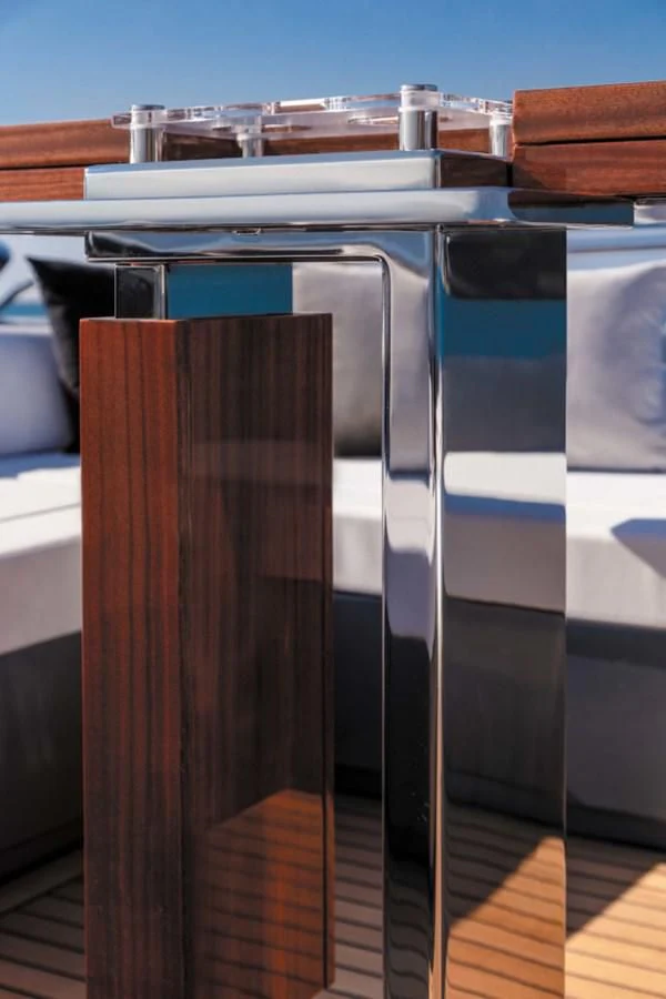 a close-up of a metal pipe aboard RIVA FOLGORE 88/24 Yacht for Sale