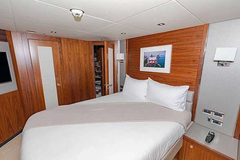 a bed in a room aboard SEAHORSE Yacht for Sale