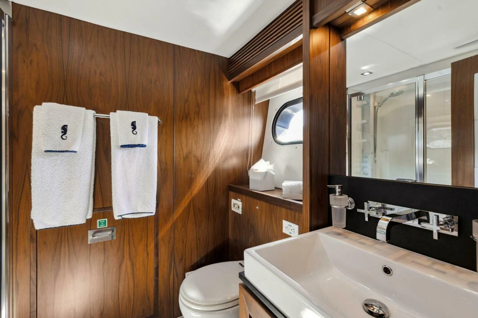 a bathroom with a sink and toilet aboard SEAHORSE Yacht for Sale