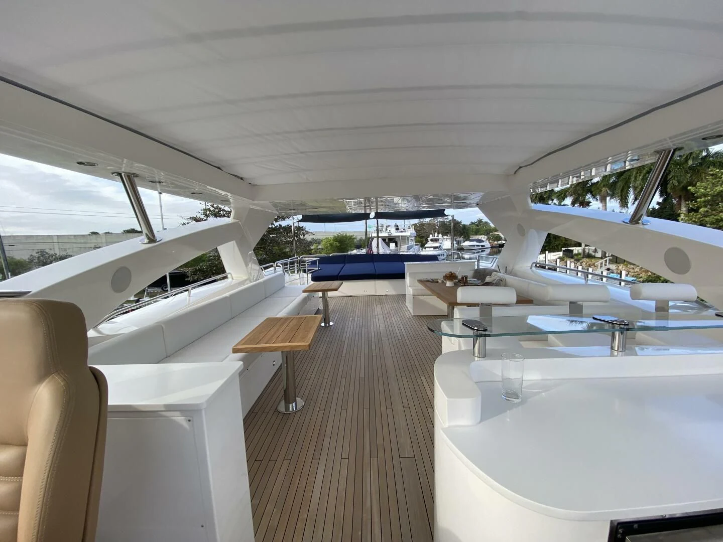 a room with a wood floor and white walls and a wood floor aboard SEAHORSE Yacht for Sale