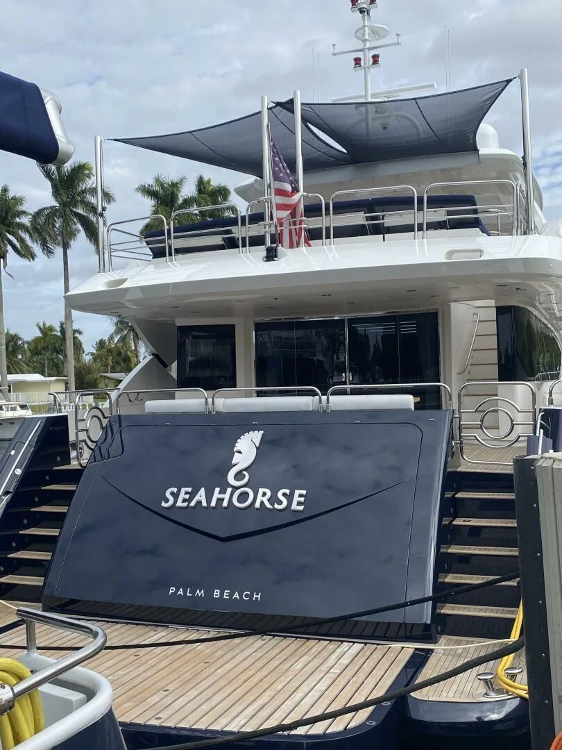 a boat on a deck aboard SEAHORSE Yacht for Sale