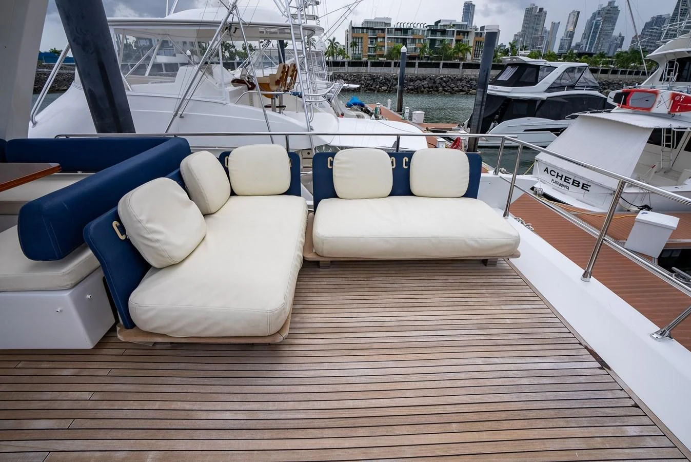 a group of boats on a dock aboard PRIVE Yacht for Sale