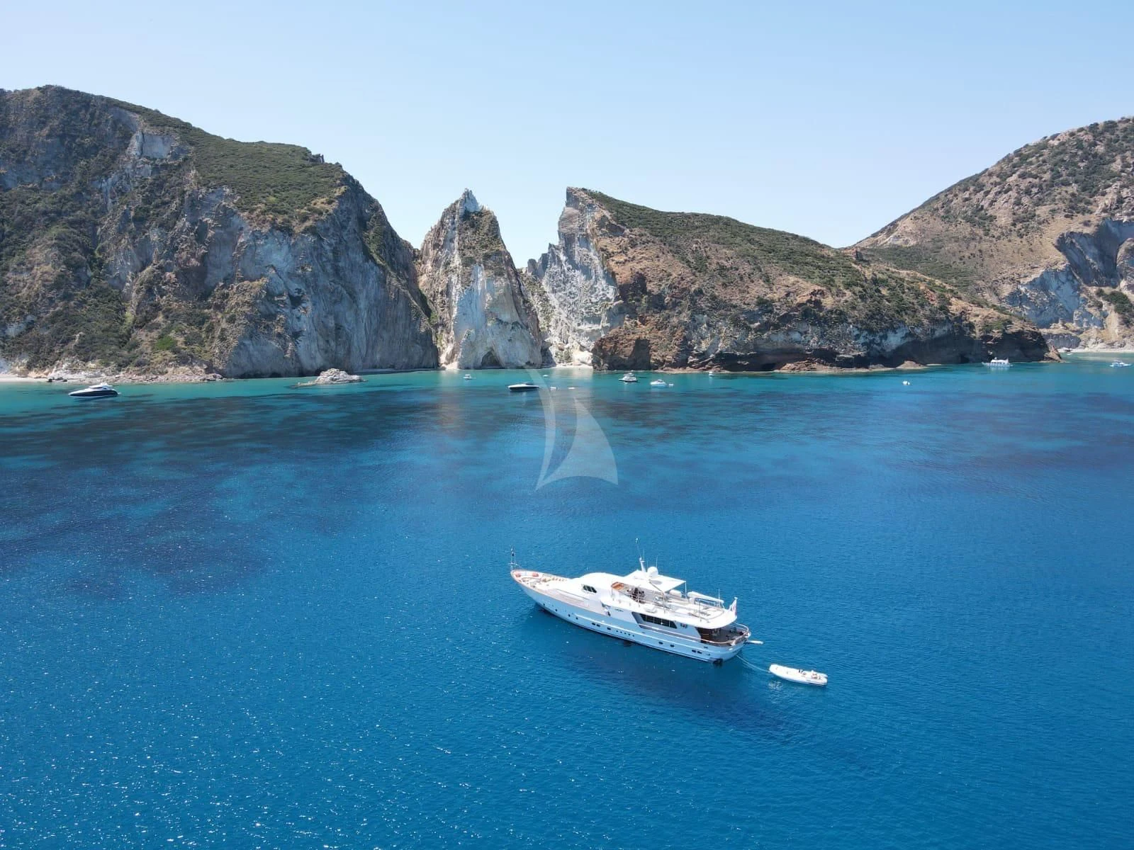 a boat on the water aboard VESPUCCI Yacht for Sale