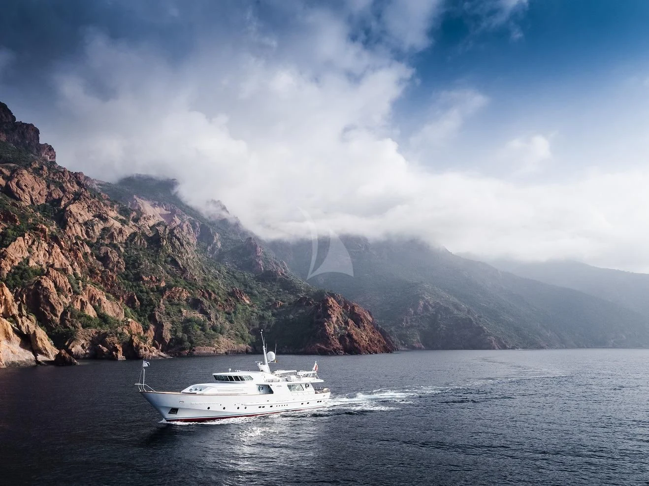 a boat on the water aboard VESPUCCI Yacht for Sale