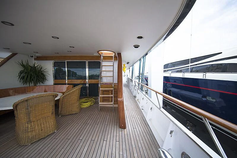 a boat on a deck aboard VESPUCCI Yacht for Sale