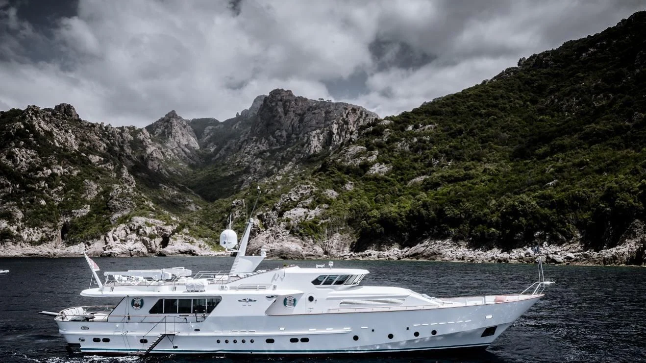 a boat on the water aboard VESPUCCI Yacht for Sale