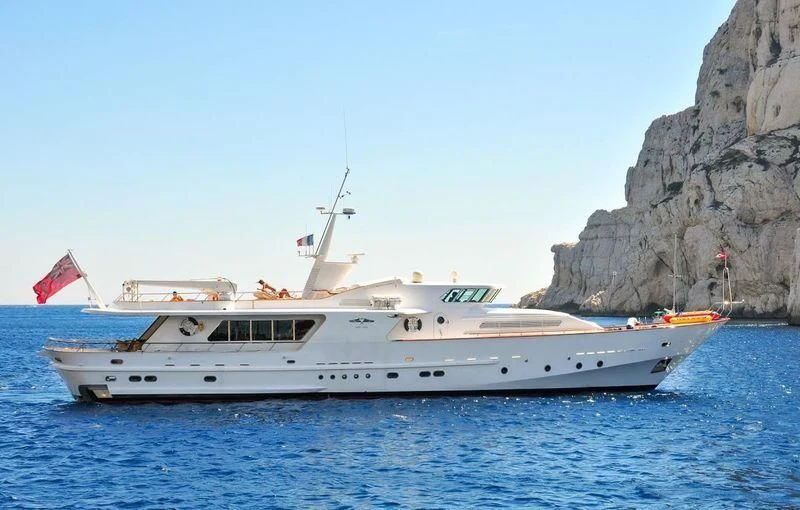 a boat in the water aboard VESPUCCI Yacht for Sale