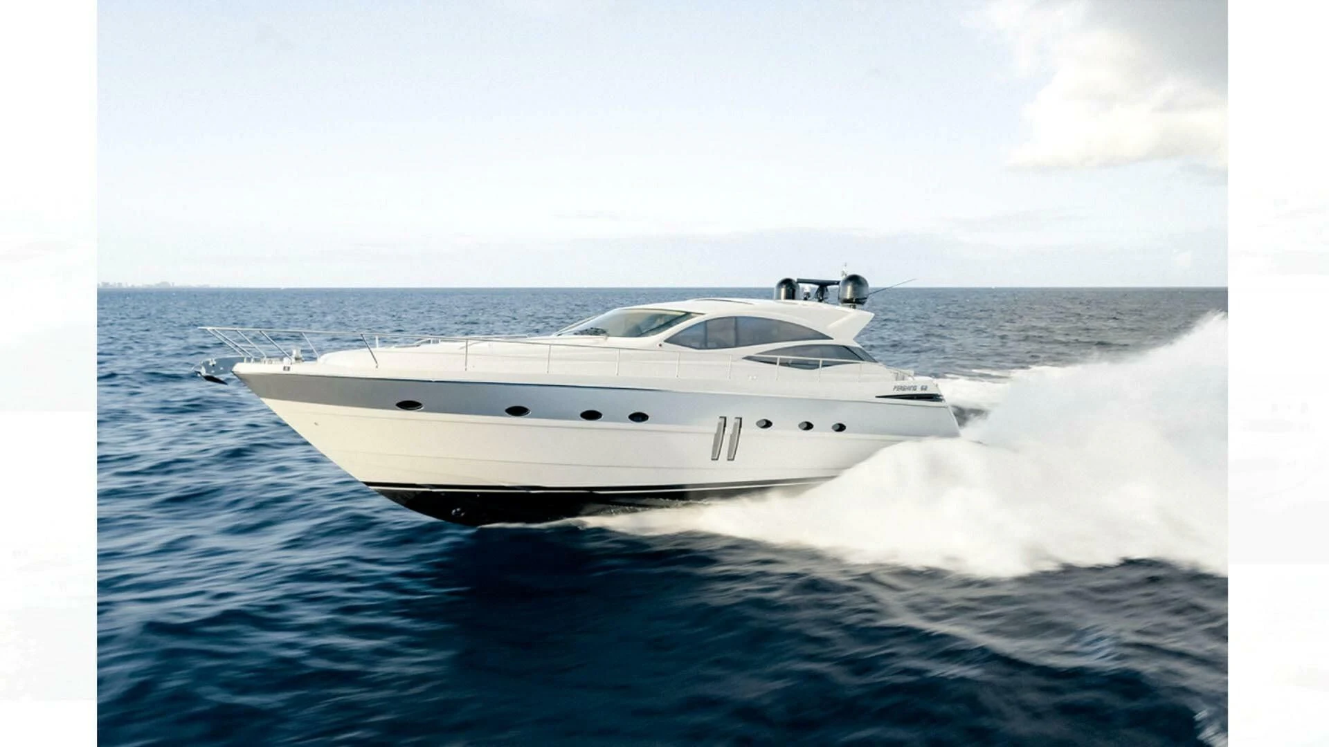 a white yacht on the water aboard PERSHING 90 Yacht for Sale