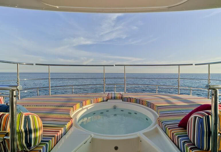 a pool on a deck aboard BUNKER Yacht for Sale