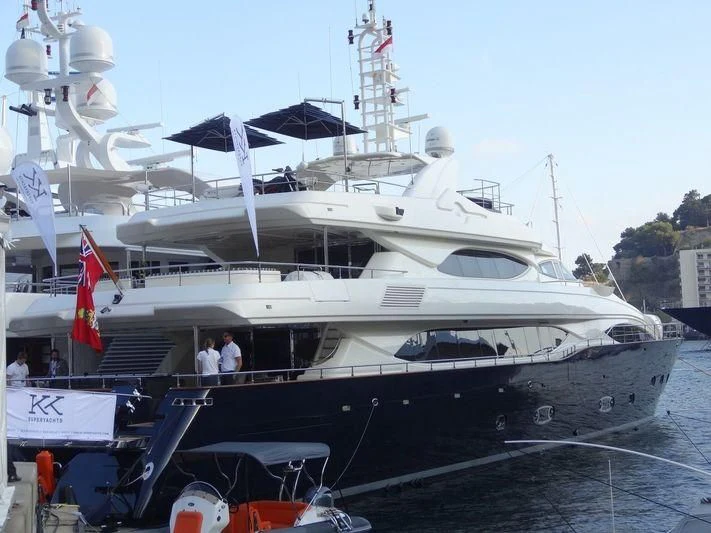 a large white boat aboard BUNKER Yacht for Sale