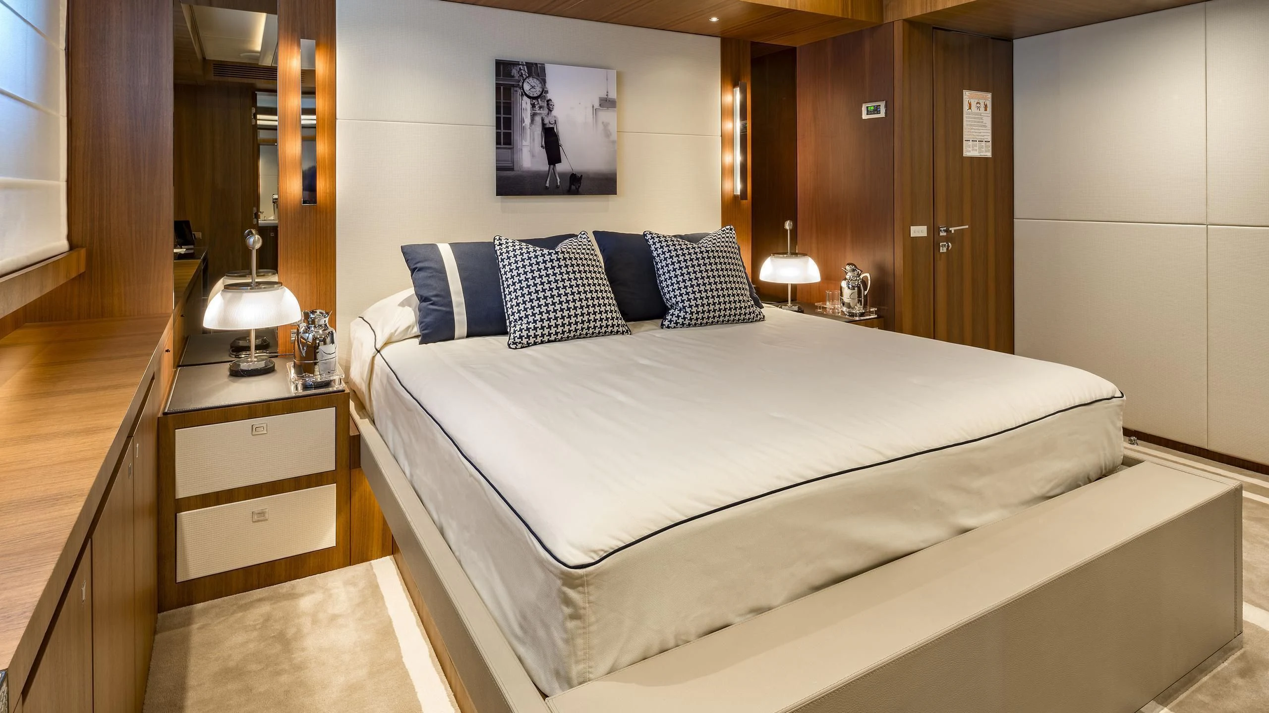 a bed in a hotel room aboard TALEYA Yacht for Sale