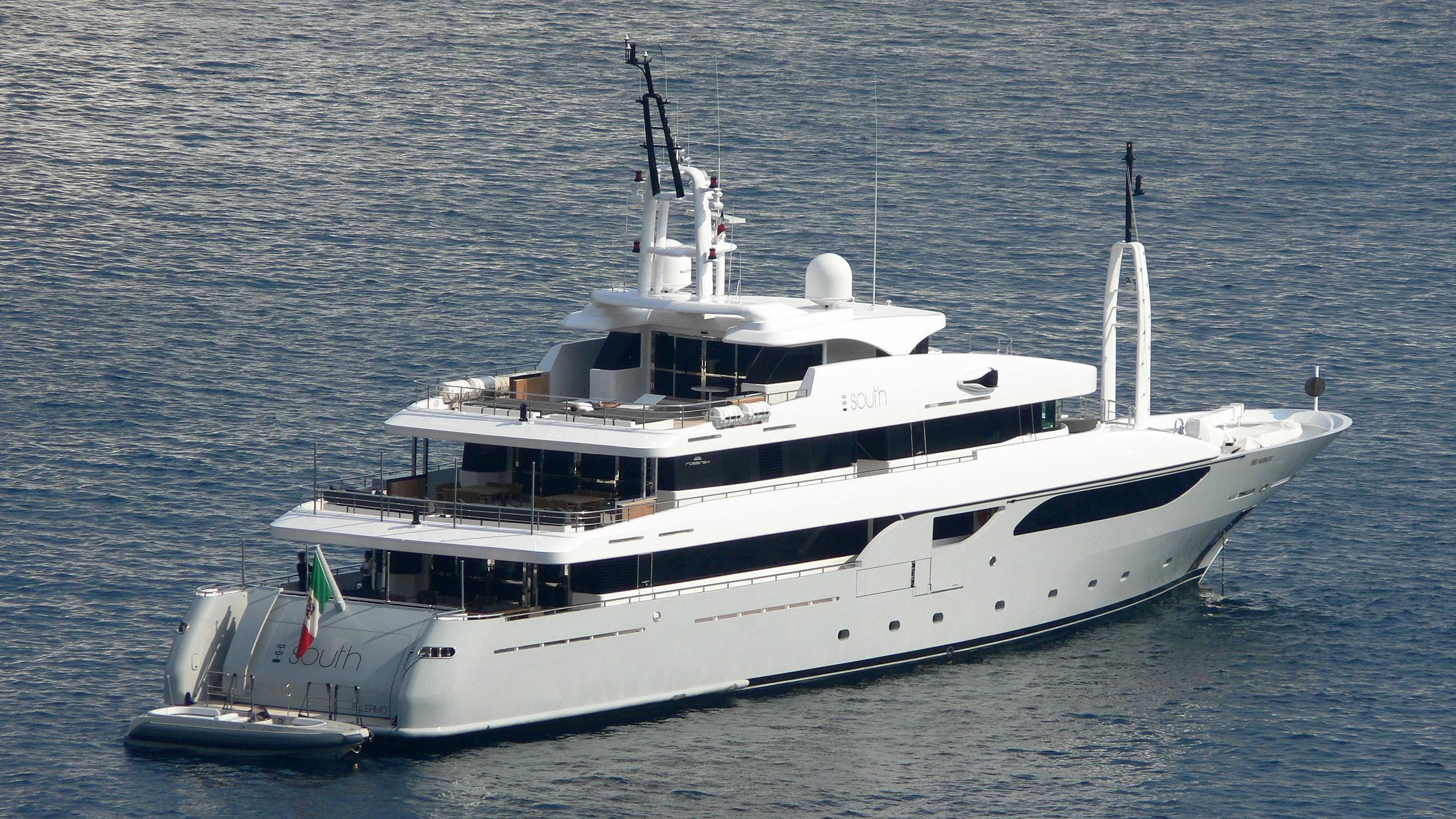 a white yacht in the water aboard TALEYA Yacht for Sale