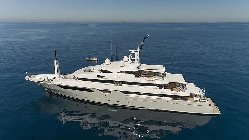 a white yacht in the water aboard TALEYA Yacht for Sale
