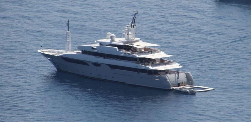a large white boat in the water aboard TALEYA Yacht for Sale