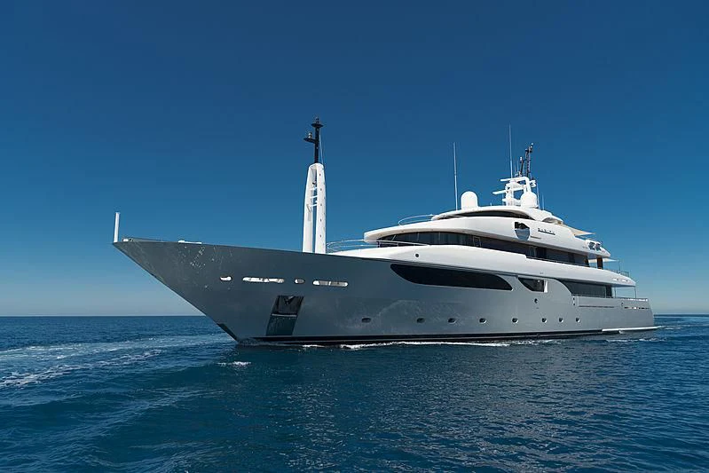 a large white yacht in the water aboard TALEYA Yacht for Sale