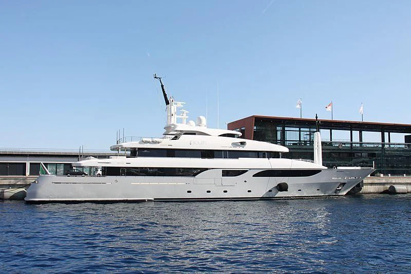 a white yacht in the water aboard TALEYA Yacht for Sale
