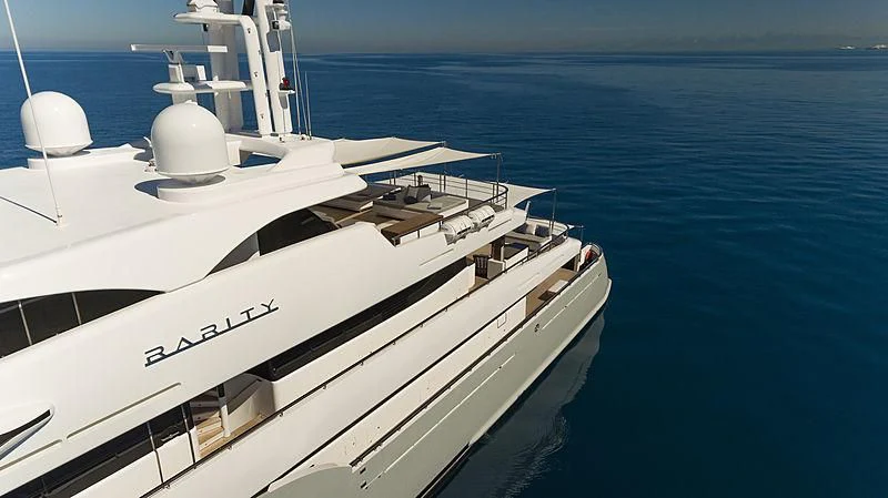a white boat in the water aboard TALEYA Yacht for Sale