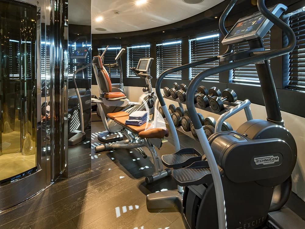 a machine in a room aboard TALEYA Yacht for Sale