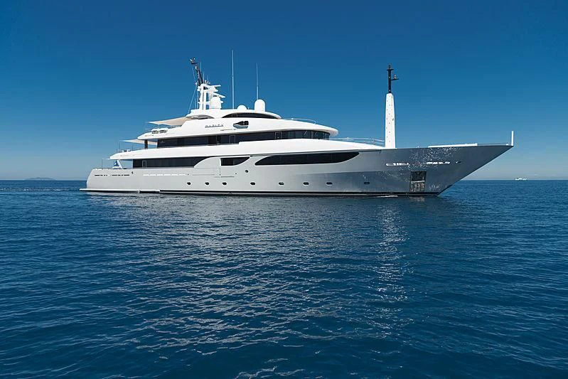 a white yacht in the water aboard TALEYA Yacht for Sale