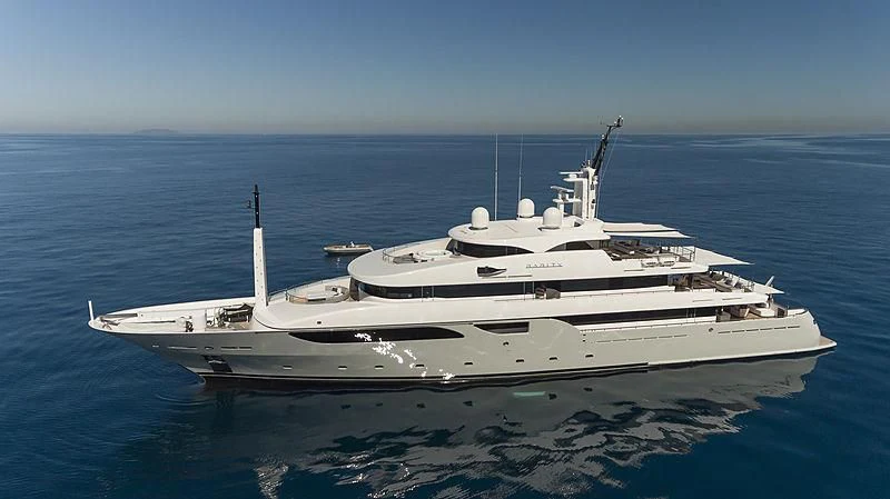 a white yacht in the water aboard TALEYA Yacht for Sale