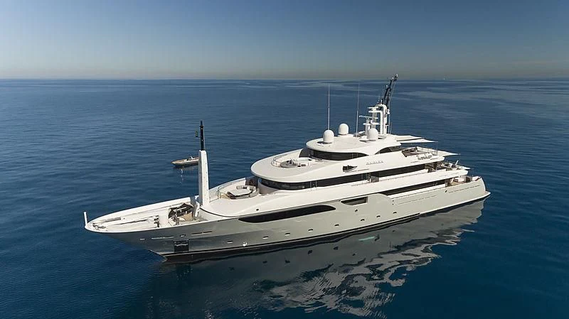 a white boat in the water aboard TALEYA Yacht for Sale