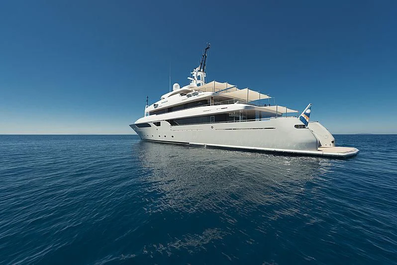 a white boat in the water aboard TALEYA Yacht for Sale