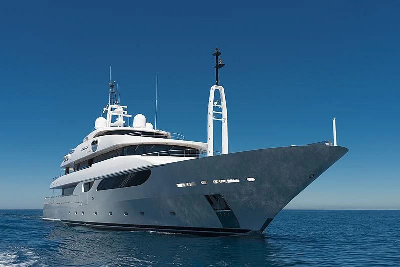 a large ship in the water aboard TALEYA Yacht for Sale