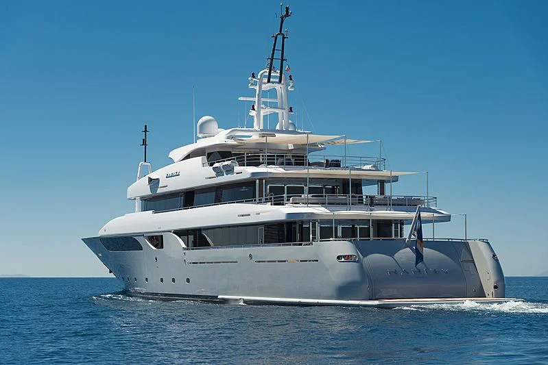 a large white boat aboard TALEYA Yacht for Sale