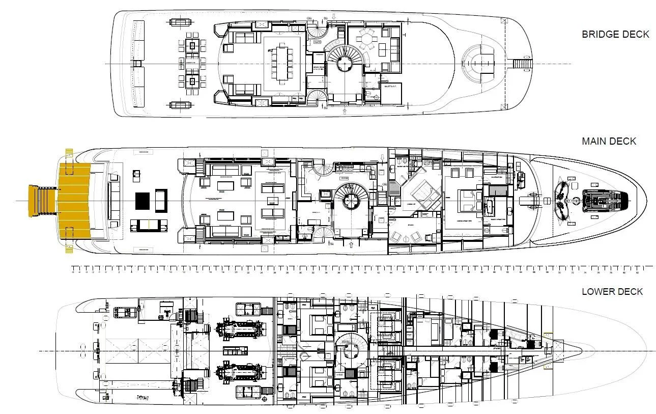 diagram, engineering drawing aboard TALEYA Yacht for Sale