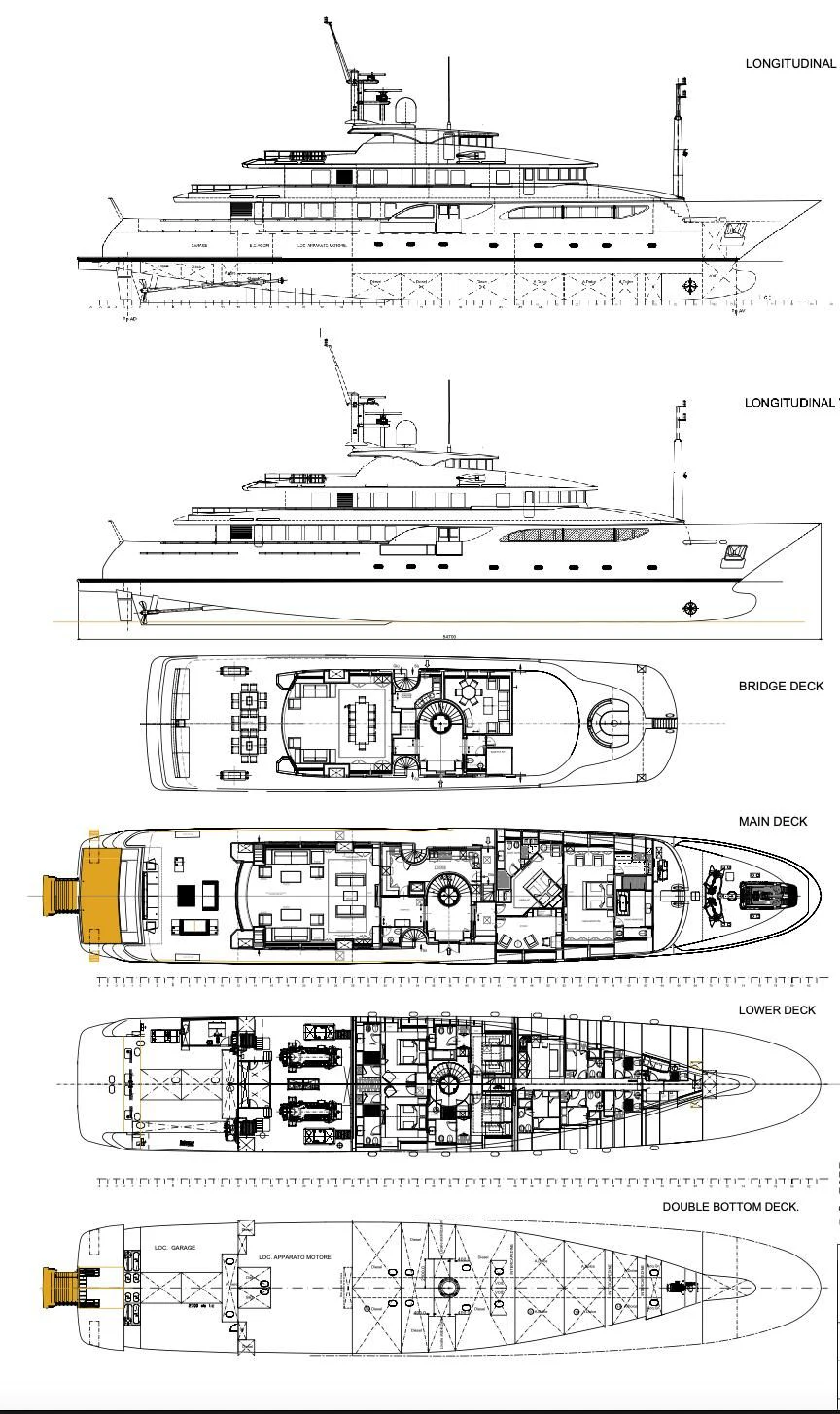 diagram, engineering drawing aboard TALEYA Yacht for Sale