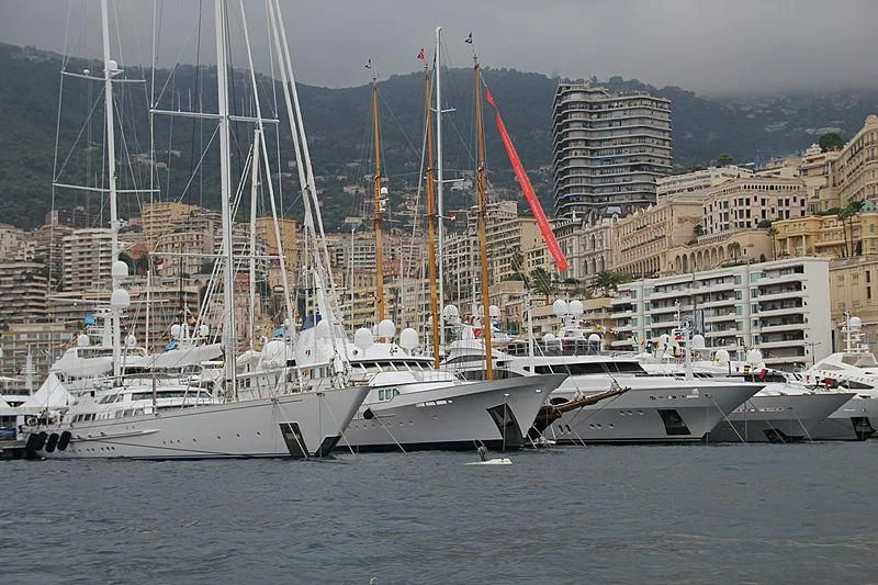 several boats in a harbor aboard SPIRIT OF THE C'S Yacht for Charter