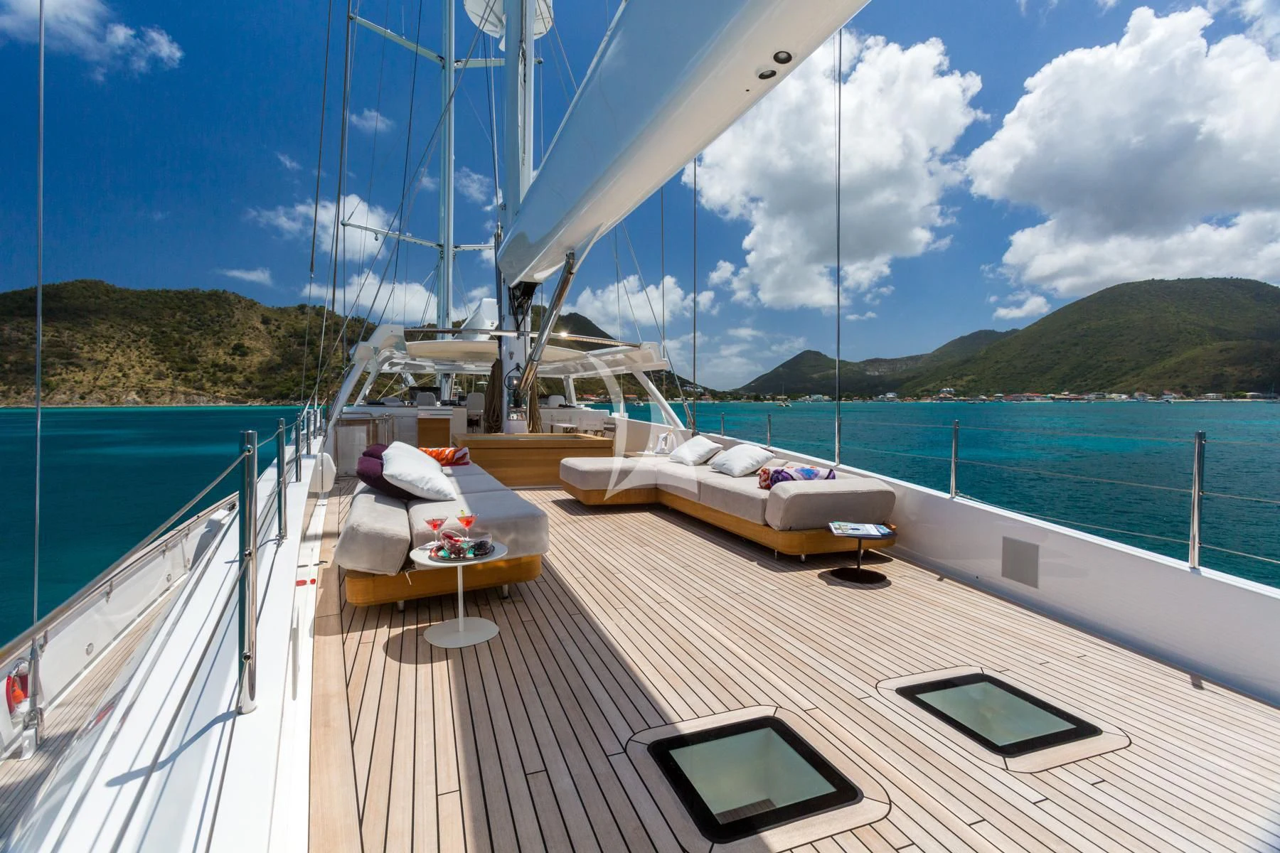 a deck with boats on it aboard SPIRIT OF THE C'S Yacht for Charter