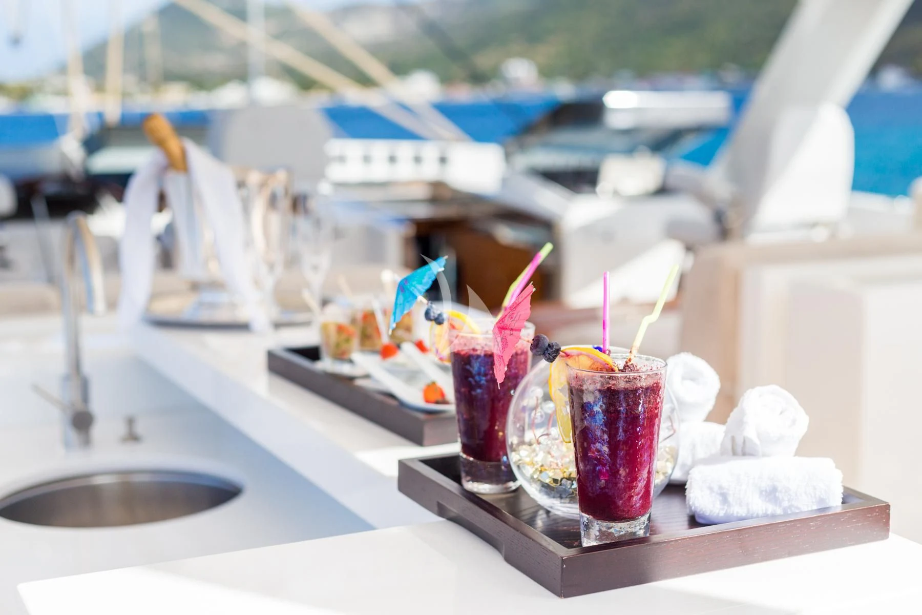 a tray of ice cream aboard SPIRIT OF THE C'S Yacht for Charter