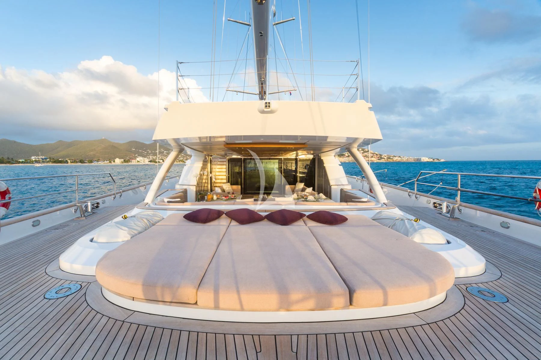 a boat on a deck aboard SPIRIT OF THE C'S Yacht for Charter