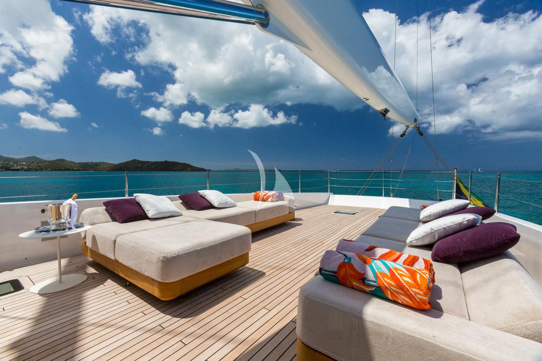 a boat on a deck aboard SPIRIT OF THE C'S Yacht for Charter