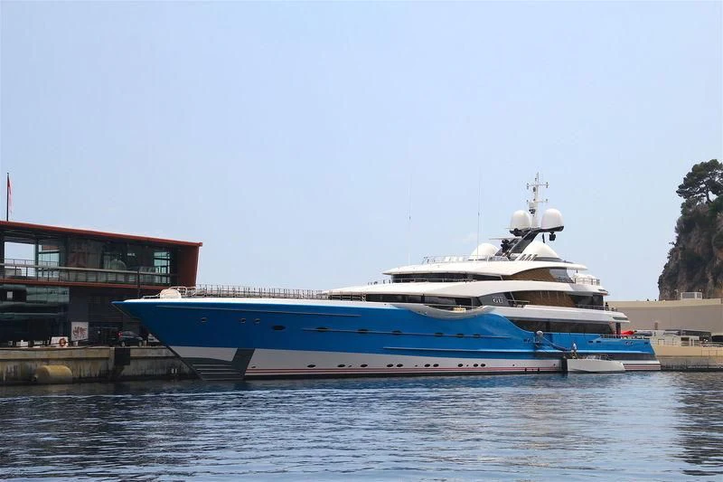 a boat docked at a pier aboard MADAME GU Yacht for Sale