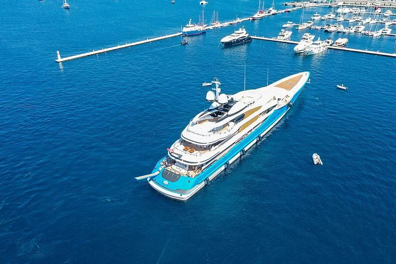 a high angle view of a ship aboard MADAME GU Yacht for Sale