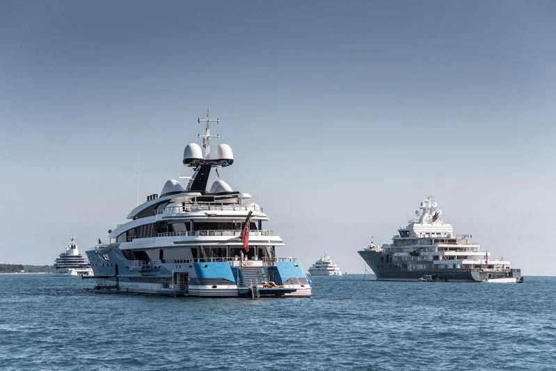 a group of boats in the water aboard MADAME GU Yacht for Sale