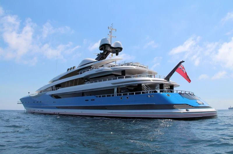 a large ship in the water aboard MADAME GU Yacht for Sale