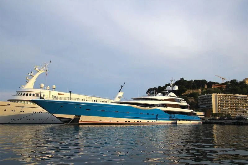 a large white boat in the water aboard MADAME GU Yacht for Sale